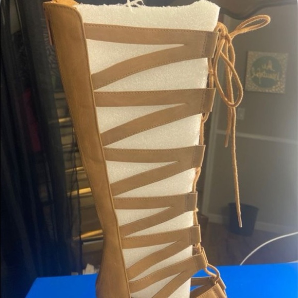 Tan gladiator heel open toe